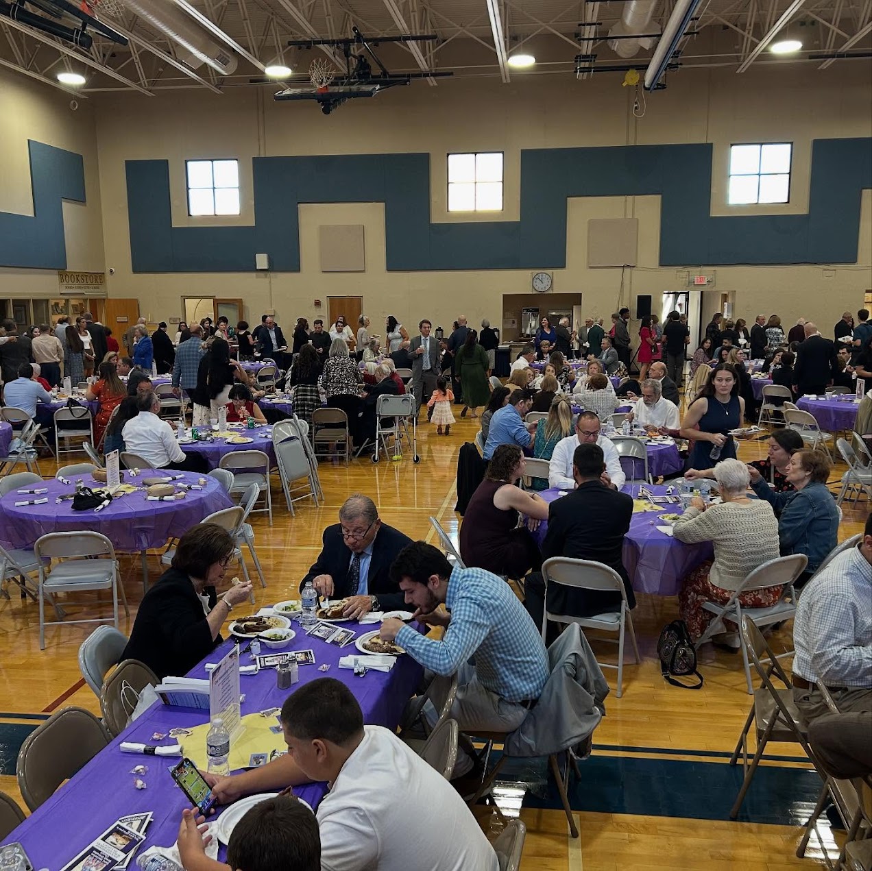 Parishioners sharing a meal at the Agape barbecue