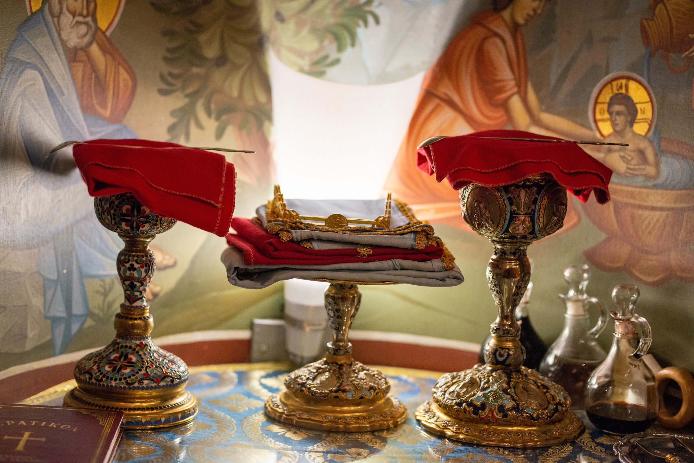 St-Nec-Web-Sacraments-B Chalices prepared for the Divine Liturgy