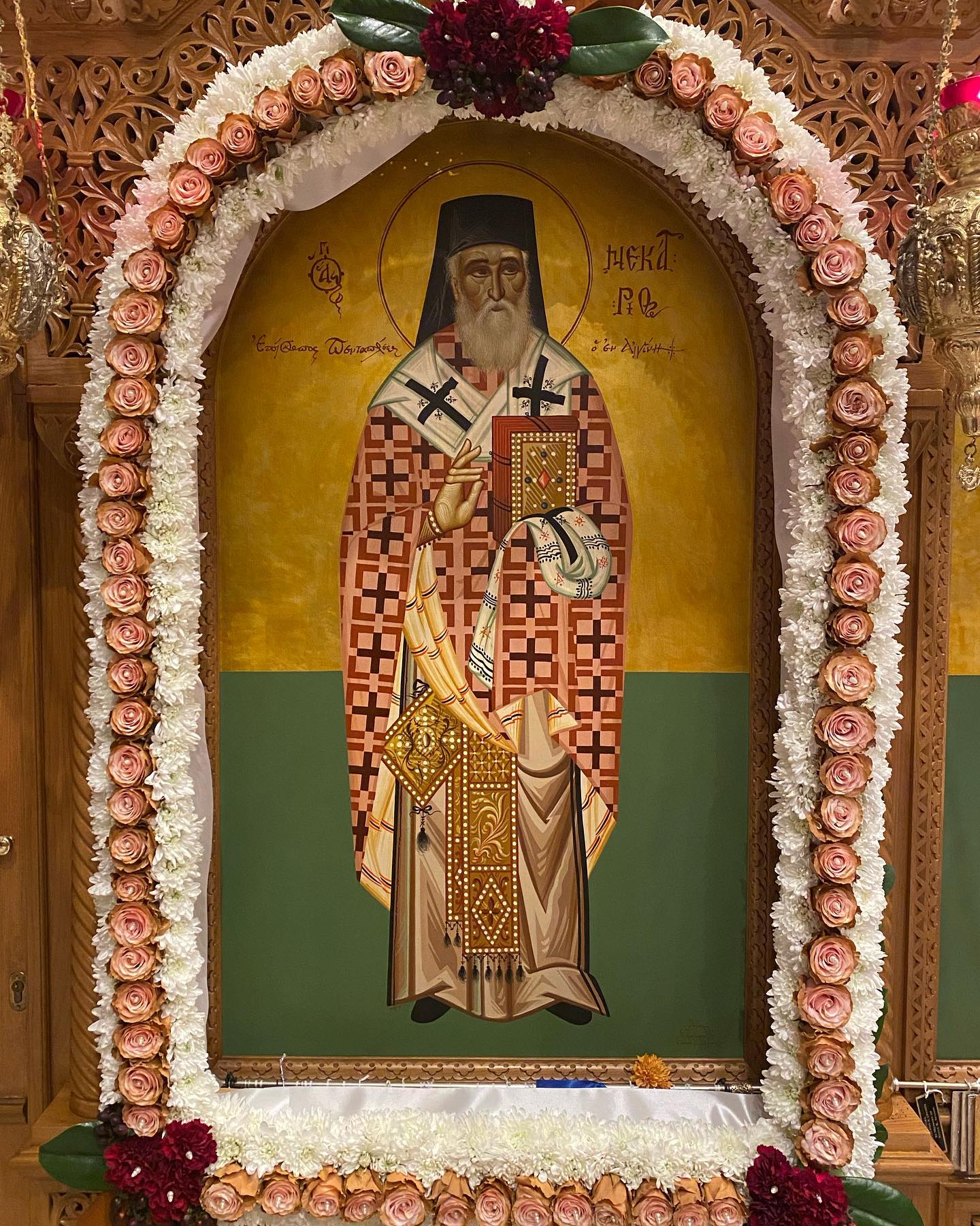 Icon of St. Nectarios on his feast day